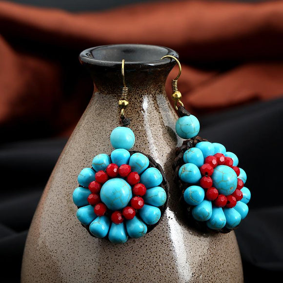 Bohemian Flower Shaped Turquoise Earrings