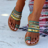 Women Vintage Ethnic Flat Bohemian Sandals Shoes