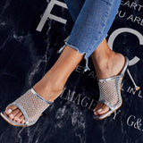 Fashion Sandals Rhinestones Slippers Stiletto Heel Women's Shoes