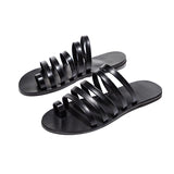 Women Holiday Beach Slip On Sandals Toe Ring Flat Shoes