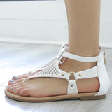 Women Plus Size PU Hollow-out Sandals Casual Zipper Shoes