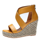 Women Peep Toe Wedge Sandals Buckle Espadrille Shoes