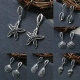 Fashion Retro Starfish Shell Alloy Fun Earrings