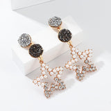 Fashion Long Pentagram Hollow-Out Diamond Earrings