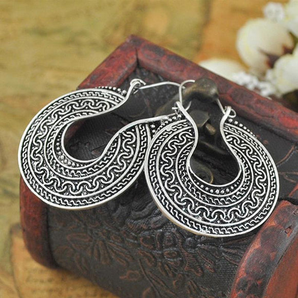 Bohemian Vintage Carved Alloy Earrings