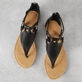 Women Plus Size PU Hollow-out Sandals Casual Zipper Shoes