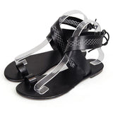 Women Chic Flat Heel Toe Ring Sandals Flip Flops Lace Up Shoes