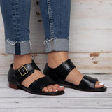 Women Casual Peep Toe Flat Heel Sandals Shoes