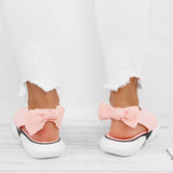 Women Mesh Fabric Sandals Breathable Bowknot Embellished Shoes