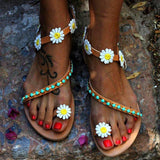 Women Flower Sandals Comfort Plus Size Flip Flop Boho Shoes