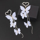 Heart Pearl Butterfly Earrings Long Earrings