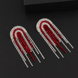 Delicate Shiny Rhinestone Tassel Earrings