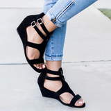 Women Peep Toe Wedges Sandals Buckle Zipper Outdoor Shoes