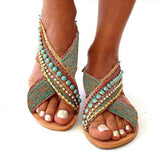 Women Bohemian Sandals Casual Elastic Band Shoes