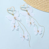 Heart Pearl Butterfly Earrings Long Earrings