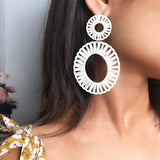 Oval Hand-Knitted Raffia Earrings