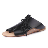 Women Chic Flat Heel Gladiator Sandals Flip Flops Lace Up Shoes