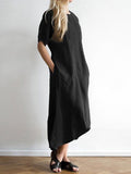 Cotton and Linen Casual Dress Long Skirt