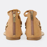 Women Plus Size PU Hollow-out Sandals Casual Zipper Shoes