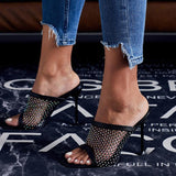 Fashion Sandals Rhinestones Slippers Stiletto Heel Women's Shoes