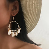 Bohemian Beach Shell Circle Earrings