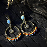 Bohemian Exotic Circle Bronze Distressed Earrings