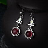 Vintage Moonstone Red Agate Earrings