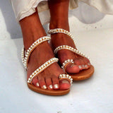 Women Vintage Bohemian Holiday Toe Ring Sandals Shoes