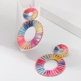 Oval Hand-Knitted Raffia Earrings