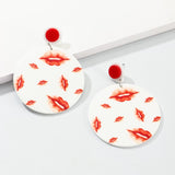 Lip Print Acrylic Round Earrings