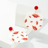 Lip Print Acrylic Round Earrings