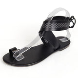 Women Chic Flat Heel Toe Ring Sandals Flip Flops Lace Up Shoes