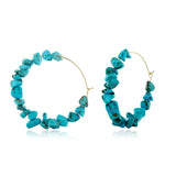 Turquoise Stone Circle Earrings