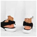 Women Mesh Fabric Sandals Breathable Bowknot Embellished Shoes