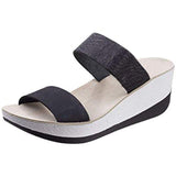 Women's Slip On Sandal Shoes Peep Toe Wedge Sandals