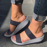 Women's Slip On Sandal Shoes Peep Toe Wedge Sandals