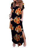 V-Neck Printed Casual Dress