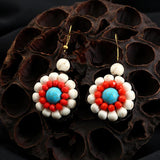 Bohemian Flower Shaped Turquoise Earrings