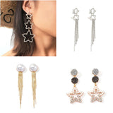 Fashion Long Pentagram Hollow-Out Diamond Earrings