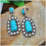 Retro Fashion Silver Turquoise Earrings