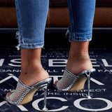 Fashion Sandals Rhinestones Slippers Stiletto Heel Women's Shoes