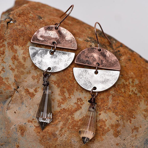 Vintage Color Block Alloy Drop Earrings