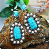 Retro Fashion Silver Turquoise Earrings