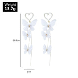 Heart Pearl Butterfly Earrings Long Earrings