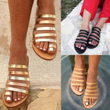 Women Holiday Beach Slip On Sandals Toe Ring Flat Shoes